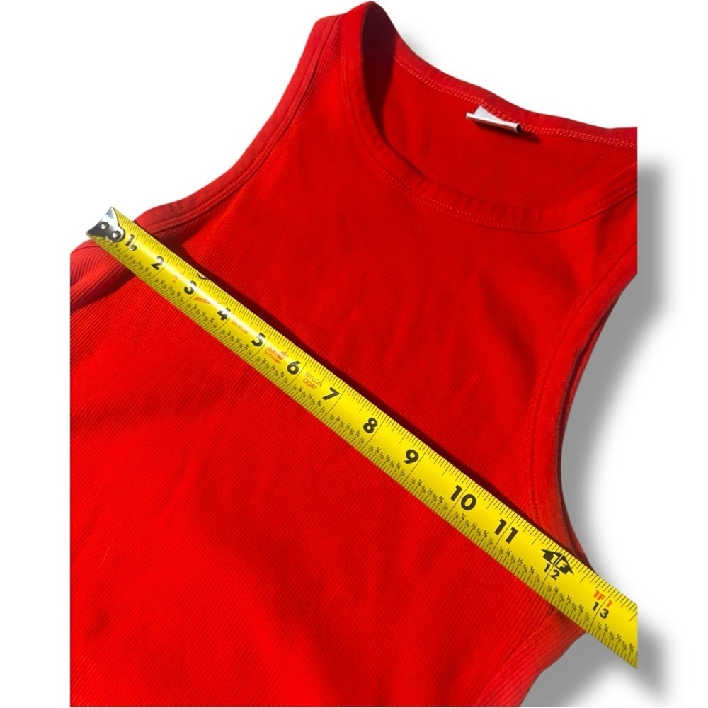 Bershka Vibrant Red Ribbed Slim Fit Crewneck Sleeveless Casual Tank Top - Picture 10 of 13
